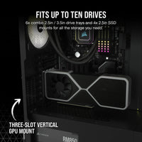 7000D Airflow Black Tempered Glass Full Tower; 6x 3.5'' |  4x 2.5'' Drive Bays ; 480mm Radiator Compatible; 3x140mm fan incl-CC-9011218-WW