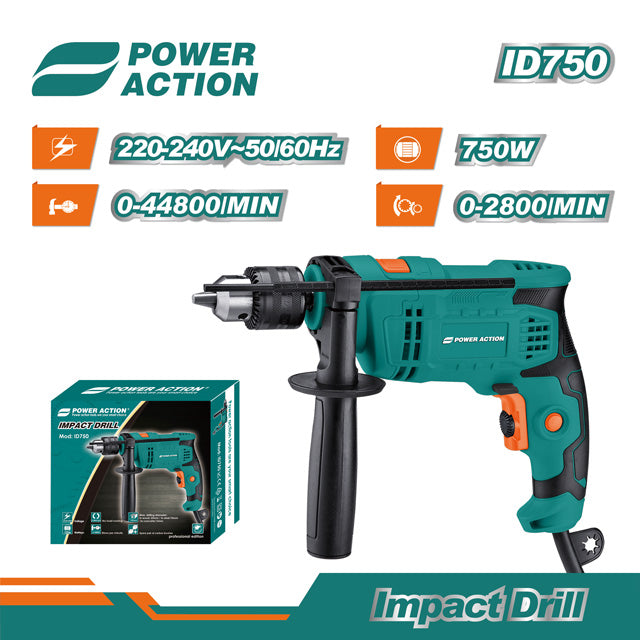 750W Power Action impact drill ID750