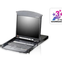 8-port 17'' Dual Rail LCD IP Cat5 KVM - D.Rail LCD KVM IP SW. W/(USKB/SPKB)/W/(US/EU) CORD-KL1508AIM