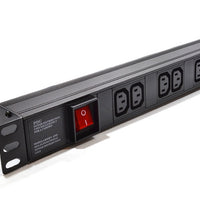 Acconet Power Distribution Unit, 1U, 6 way Female Kettle Cord, Black, With Switch, 2 Meter Cable SA