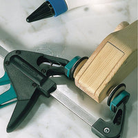 Wolfcraft Miniature One-Hand Clamps: Two compact clamps for woodworking and DIY projects.