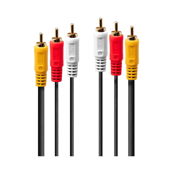 LINDY 3XRCA PREMIUM AUDIO, VIDEO 1M PLUG (35690) - CAB-3RCA-PREM-1M-L