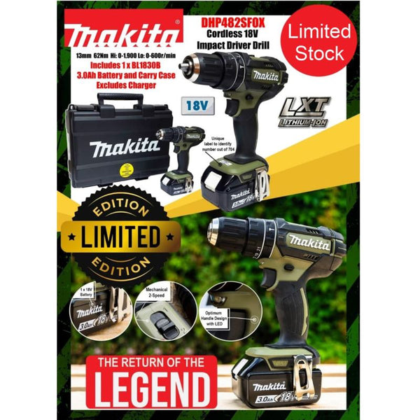 Makita Cordless 18V Impact Driver LIMITED EDITION- DHP482SFOX -with battery only no charger