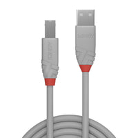 LINDY 0.5M USB AM TO B CABLE ANTHRA GREY (36681) - CAB-USB-AMBM-0.5M-L