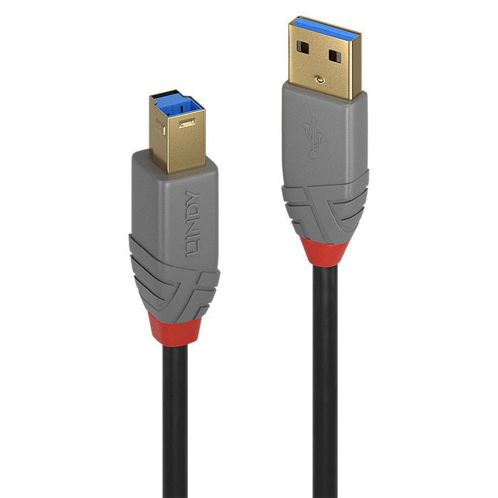 LINDY 3M USB3.0 A-M TO B-M CABLE ANTHRA (36743) - CAB-USB-AMBM-3M-L