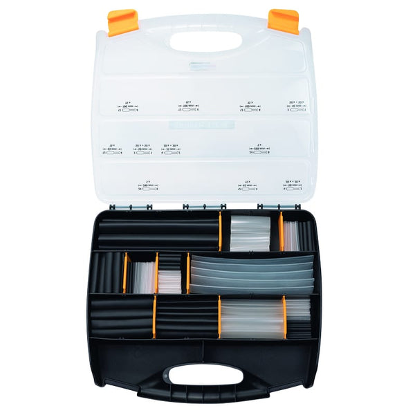Shrink Kit with Adhesive 385 Pcs Black & Clear