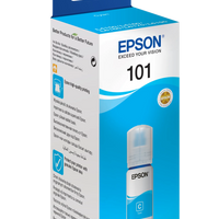 Epson 101 Ecotank Cyan ink bottle (70ml). 6000 pages @ 5% coverage. Epson Consumables