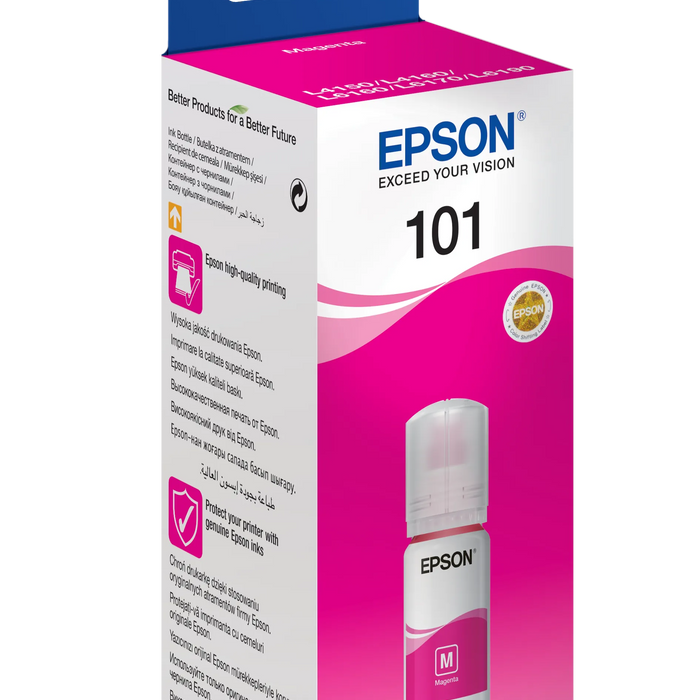 Epson 101 Ecotank Magenta ink bottle (70ml). 6000 pages @ 5% coverage. Epson Consumables