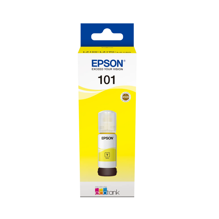 Epson 101 Ecotank Yellow ink bottle (70ml). 6000 pages @ 5% coverage. Epson Consumables