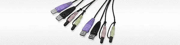 2-Port DVI USB Cable Built-in KVM with Audio and Video Dynasync