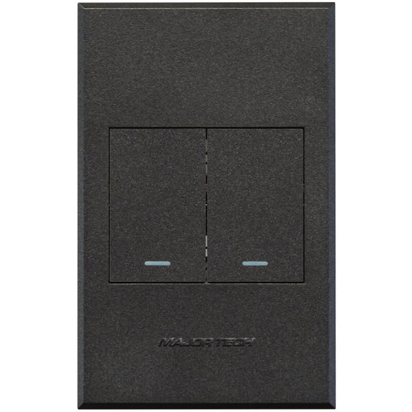 Major Tech Two Lever, Single Bell Press, Single Two-Way Switch GR/GR (100mmx50mm) 3V102GG