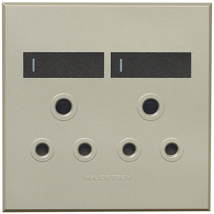 Major Tech Double RSA Socket GR/TI (100mmx100mm)  3V22GT