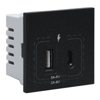 Major Tech 18W Combined USB-A & USB-C Socket Module (2 Mod) GR 3VM212GR