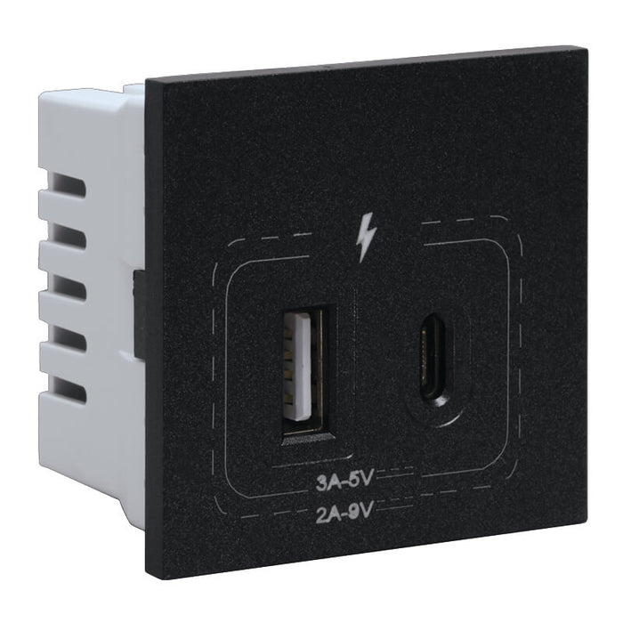 Major Tech 18W Combined USB-A & USB-C Socket Module (2 Mod) GR 3VM212GR