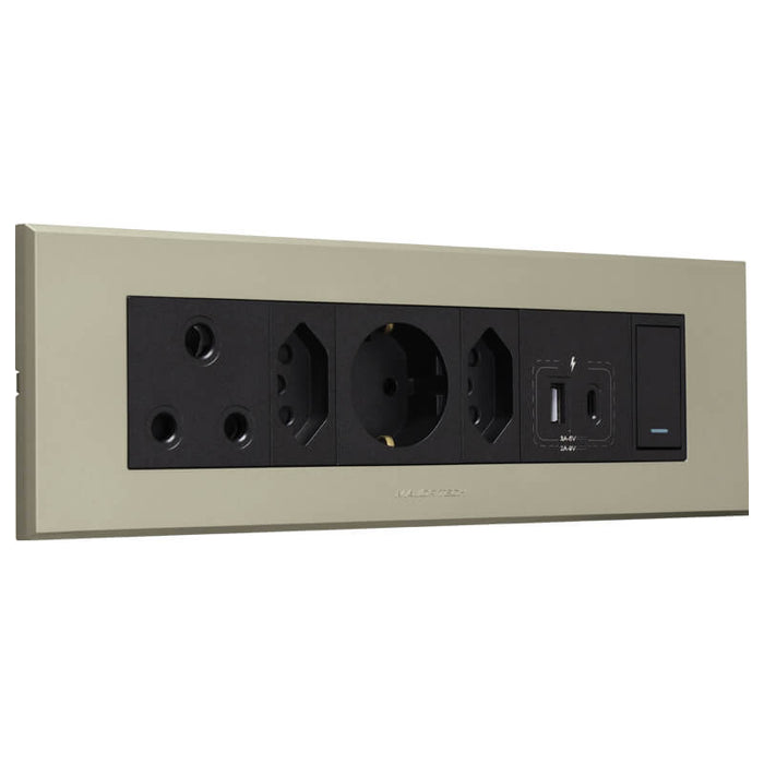 Major Tech RSA,Schuko,Dbl V-Slim A&C USB Omni GR/TI 3VOMNI1GT