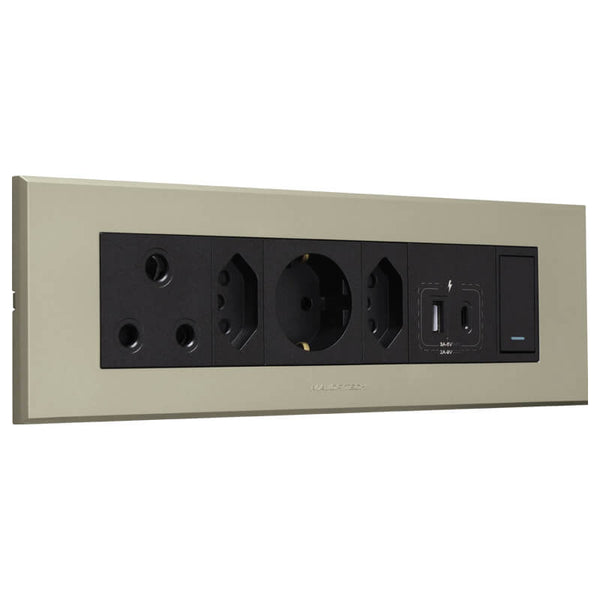 Major Tech RSA,Schuko,Dbl V-Slim A&C USB Omni GR/TI 3VOMNI1GT