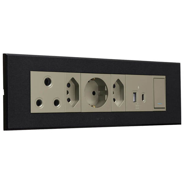 Major Tech RSA,Schuko,Dbl V-Slim A&C USB Omni TI/GR 3VOMNI1TG