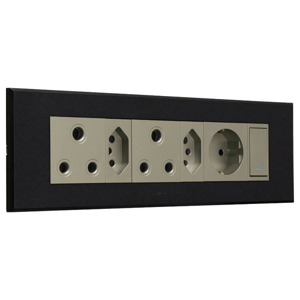 Major Tech Dbl RSA,Dbl V-Slim,Schuko Omni TI/GR 3VOMNI4TG