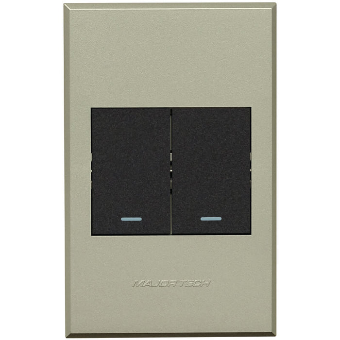 Major Tech Two Lever Switch Cover Plate GR/TI (100mmx50mm) 3VP12GT