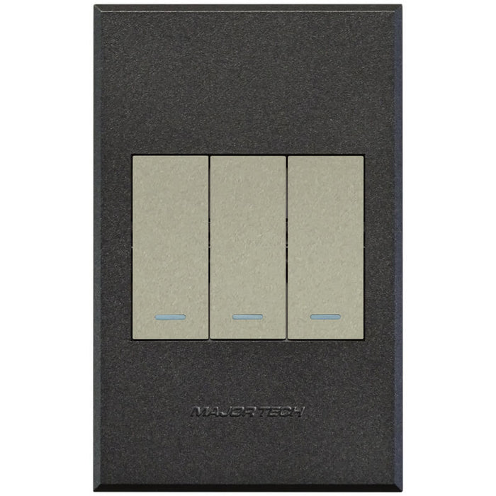 Major Tech Three Lever Switch Cover PlateTI/GR (100mmx50mm) 3VP13TG