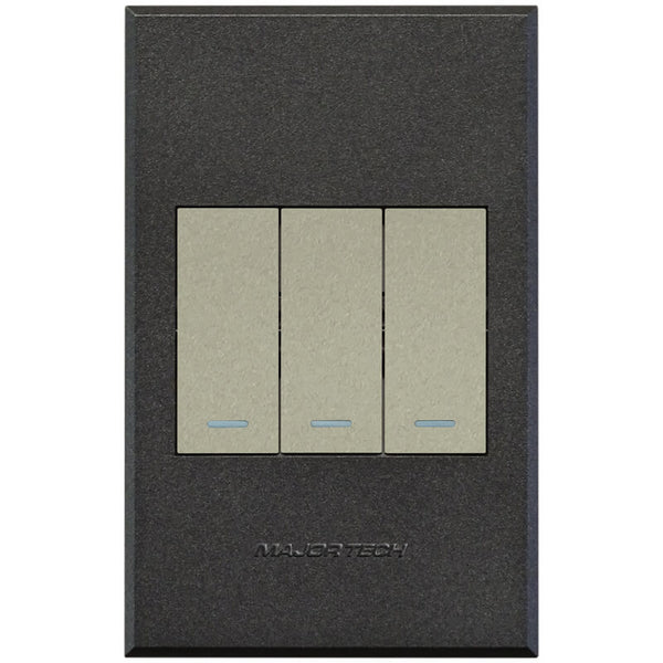 Major Tech Three Lever Switch Cover PlateTI/GR (100mmx50mm) 3VP13TG