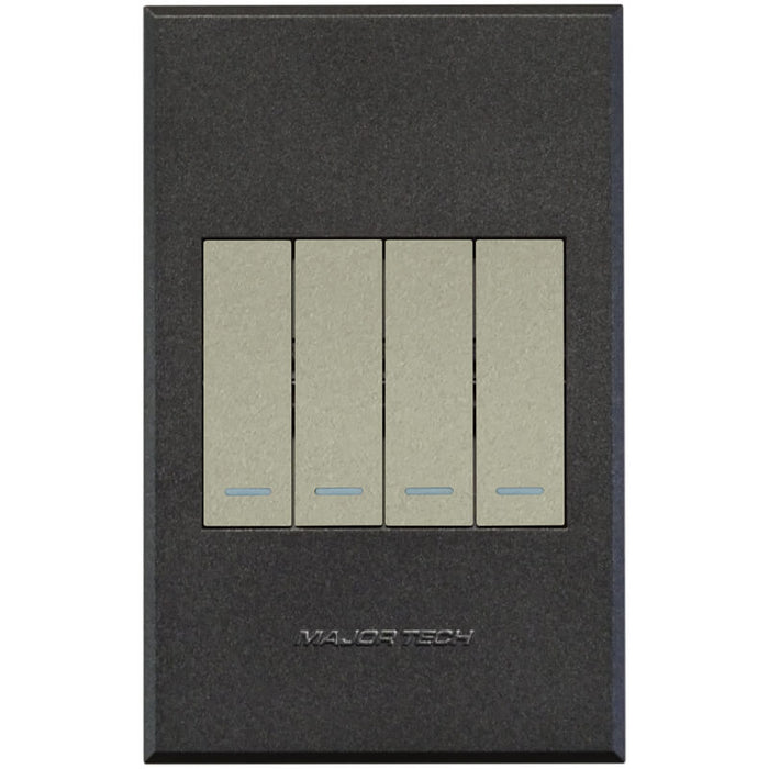 Major Tech Four Lever Switch Cover Plate TI/GR (100mmx50mm) 3VP14TG