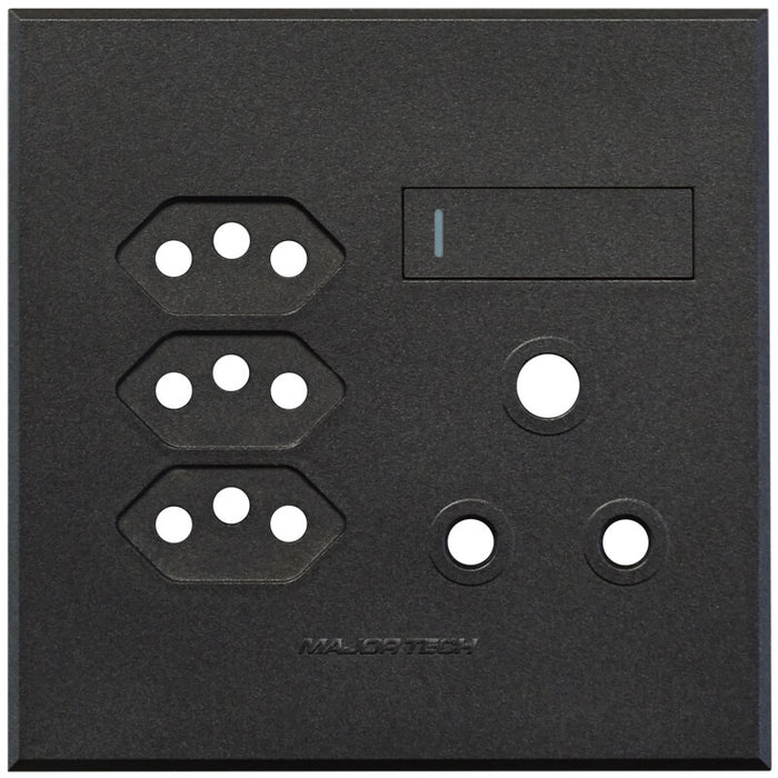 Major Tech Single RSA, Triple V-Slim Cover Plate GR/GR (100mmx100mm) 3VP25GG