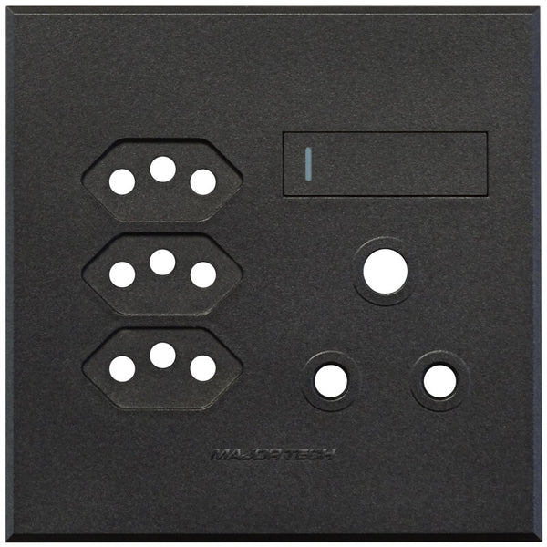 Major Tech Single RSA, Triple V-Slim Cover Plate GR/GR (100mmx100mm) 3VP25GG