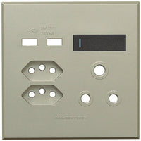 Major Tech Single RSA, Double V-Slim, Double USB Cover Plate GR/TI (100mmx100mm) 3VP27GT