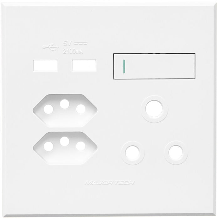 Major Tech VETi 3 POLA - USB, V-Slim & RSA Socket Cover Plate - Monoblock | 3VP27WW