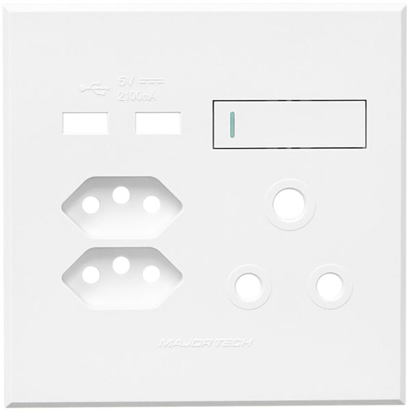 Major Tech VETi 3 POLA - USB, V-Slim & RSA Socket Cover Plate - Monoblock | 3VP27WW