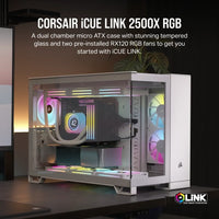 2500X RGB Micro ATX White Dual Chamber PC Case; 2x 3.5'' |  2x 2.5'' Drive Bays; Up to 360mm Radiator; 2x 120mm fan incl-CC-9011268-WW
