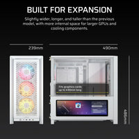 FRAME 4000D LCD RS ARGB Premium Mid-Tower PC Case; Includes 4x RS120 PWM ARGB Fans; XENEON EDGE; White.
