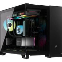 2500D Airflow Black Mid-Tower Dual Chamber PC Case; 2x 3.5'' |  2x 2.5'' Drive Bays; Up to 360mm Radiator compatible