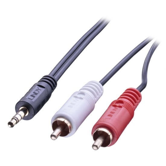 LINDY 3M 1 x 3.5MM JACK PLUG , 2 X RCA (35682) - CAB-STEREO-2RCA-3ML