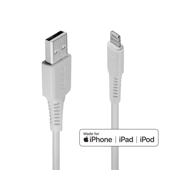 LINDY 3M USB2.0 TYPE-A TO MFI LIGHTNING CABLE - WHITE (31328) - CAB-USB-LIGHT-3M-WHL