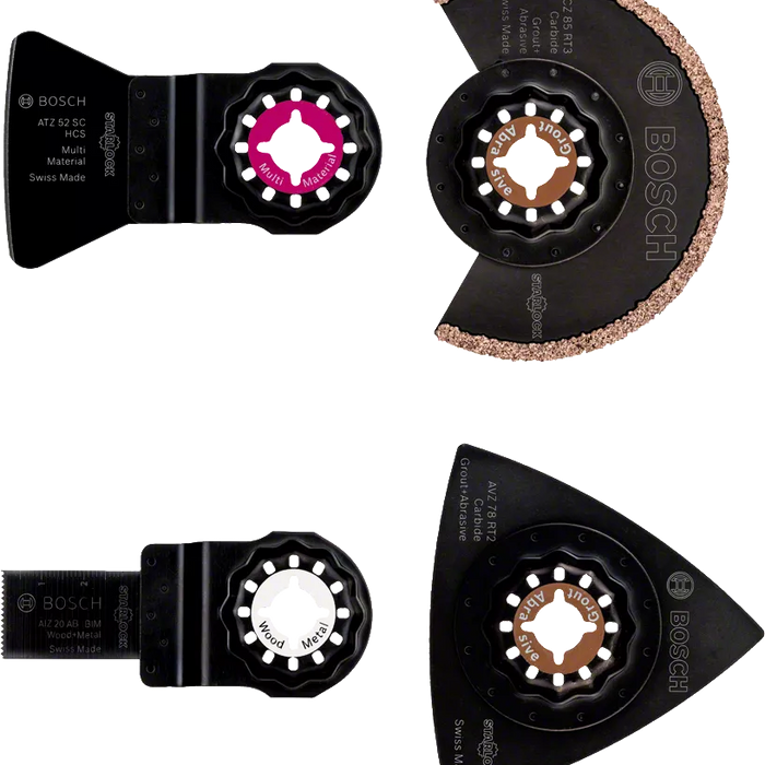 Bosch Starlock Multi-Tool Blade Set: Tile, Wood & Metal Cutting. ACZ85, AVZ78, ATZ52, AIZ20. Superior Performance!