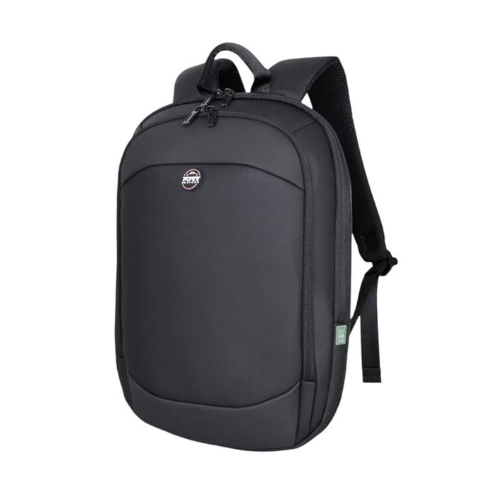 PORT CHICAGO EVO Expandable Backpack 15.6 inch - Black. Water resistant, Recycled Material Laptop Bag for professionals & students.