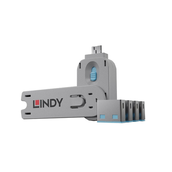 LINDY USB PORT BLOCKERS - PACK OF 4 BLUE (40452) - USB-PORT-BLOCKER