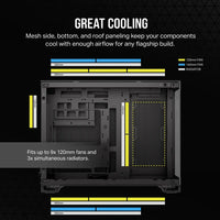 2500D Airflow Black Mid-Tower Dual Chamber PC Case; 2x 3.5'' |  2x 2.5'' Drive Bays; Up to 360mm Radiator compatible