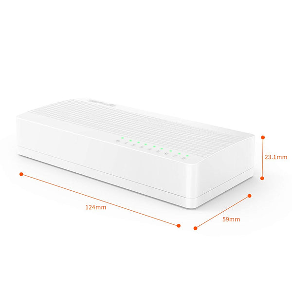 Tenda S108 8-Port Fast Ethernet Switch - Compact Network Hub for Home & Small Office
