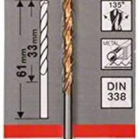 Bosch Metal drill bits - HSS-Tin DIN 338 3,0 x 33 x 61 mm - SKU: 2608596681