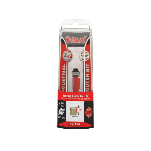 Freud 9.5 x 12.7mm Flush Trim Bit c/w Bearing 1/4 Shank 42-10225P
