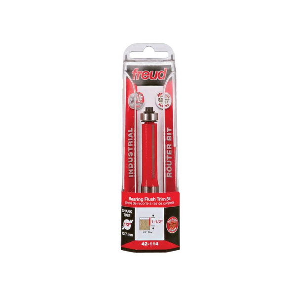 Freud 12.7 x 25.4mm Flush Trim Bit c/w Bearing 1/2 Shank 42-11450P