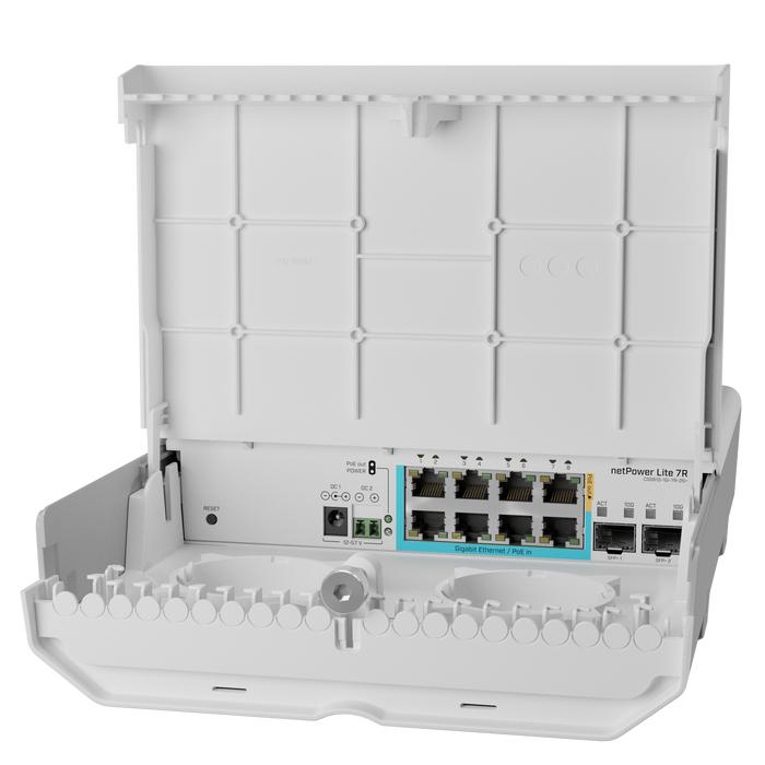MikroTik Outdoor netPower Lite 7R with RouterOS-MT-RBCSS610-1Gi-7R-2S+OUT