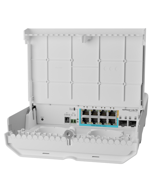 MikroTik Outdoor netPower Lite 7R with RouterOS-MT-RBCSS610-1Gi-7R-2S+OUT