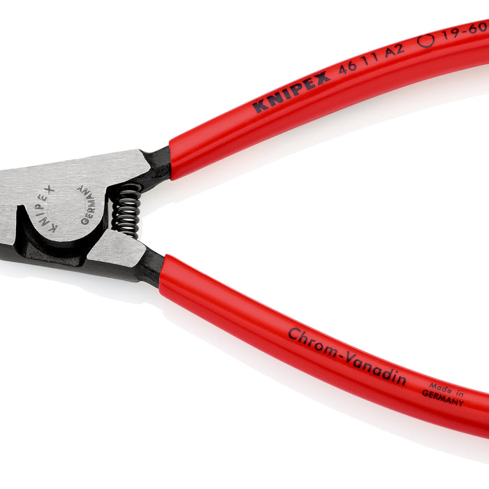 KNIPEX 46 11 A2 SB Circlip Pliers for external circlips on shafts with plastic coating black atramentized 180 mm - KNI4611A2SB