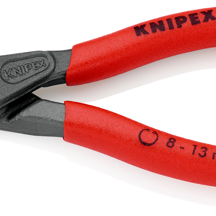 KNIPEX 48 11 J0 SB Precision Circlip Pliers for internal circlips in bore holes with non-slip plastic coating grey atramentized 140 mm - KNI4811J0SB