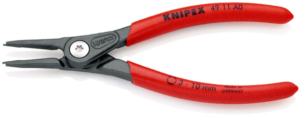 KNIPEX 49 11 A0 SB Precision Circlip Pliers for external circlips on shafts with non-slip plastic coating grey atramentized 140 mm - KNI4911A0SB