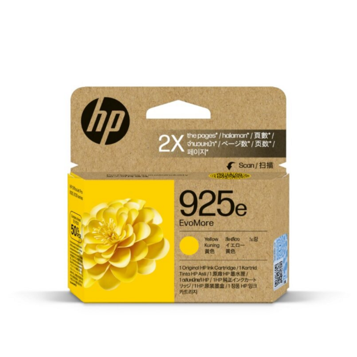 HP 925e EvoMore Yellow Ink Cartridge - Original HP Ink - High-Quality Printing for Brilliant Colors